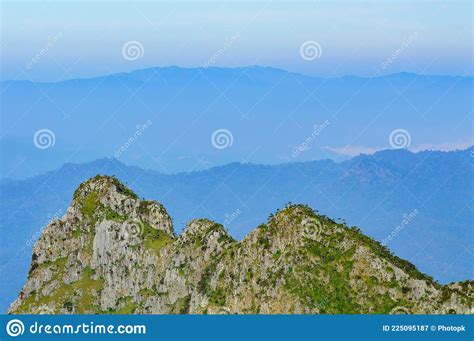 Thailand S Northern Site Green Rocky Mountain View Lanscape Scene Stock