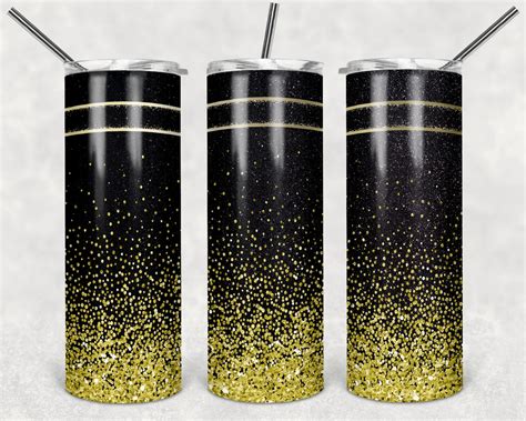 Gold Glitter Skinny Tumbler Sublimation Designs Etsy
