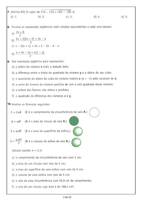 Atividade Sobre Expressões Algébricas