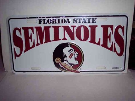Florida State Seminoles White License Plate Aluminum