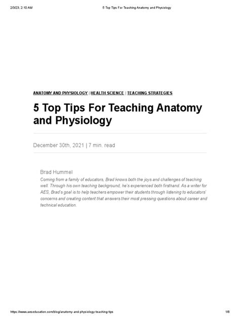 5 Top Tips For Teaching Anatomy And Physiology Pdf Teachers Learning