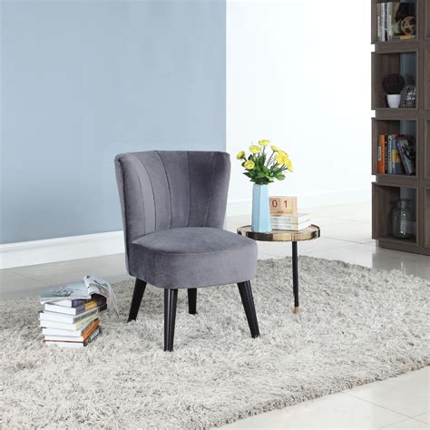 Contemporary Small Space Accent Chair With Pleated Backrest Grey