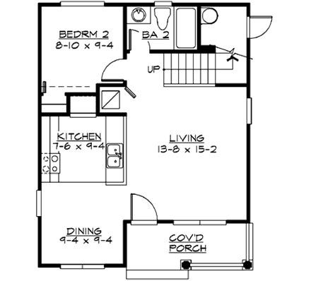 Cottage House Plan 2 Bedrooms 2 Bath 1000 Sq Ft Plan 88 133