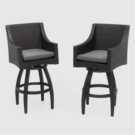 2pc Outdoor Swivel Bar Height Stools Captiva Designs Patio And