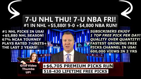 Our weekly newsletter is loaded with exclusive free picks, insight and advice from our expert handicappers. FREE SPORTS PICKS: 7-U NHL PICK +$5,880 SEASON, 100% 9-0 ...