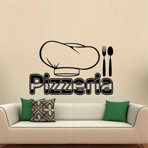 Pizzeria Cutlery Chef Hat Wall Decals Vinyl Art Wall Stickers Home