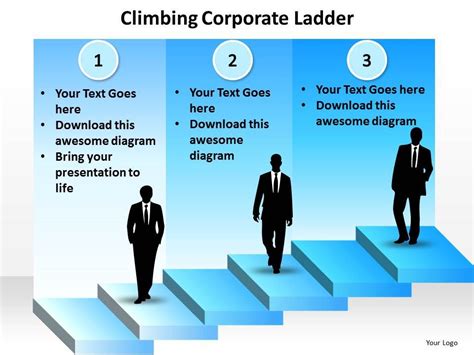 Climbing Corporate Ladder With Silhouette Of Business Men Powerpoint