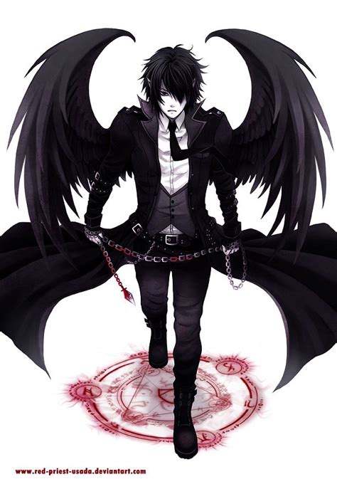 Anime Boy Black Angel Wings