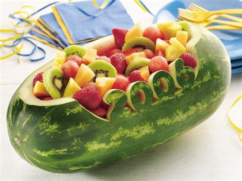 Carved Watermelon Bowl Recipe Graduation Party Foods Watermelon