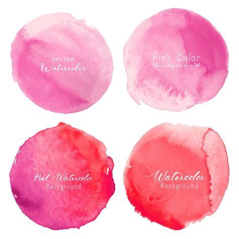 Pink Watercolor Circle Set On White Background Vector Illustration
