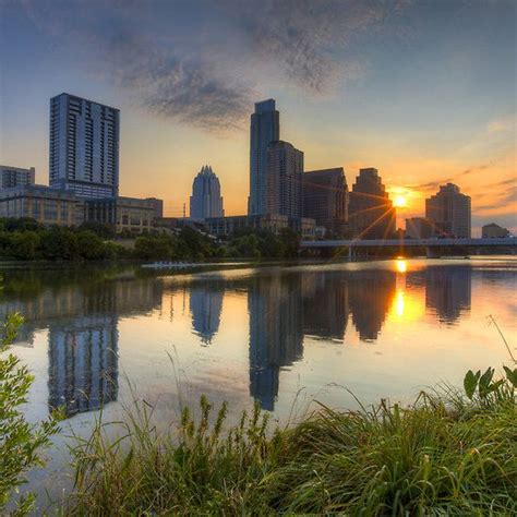 Texas Images Austin Skyline At Sunrise From Zilker Park Canvas Print