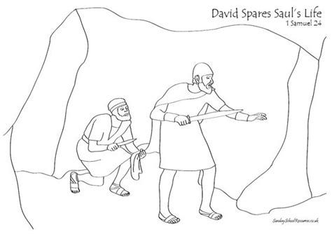 Sunday School Coloring Page David Spares Saul — Stock
