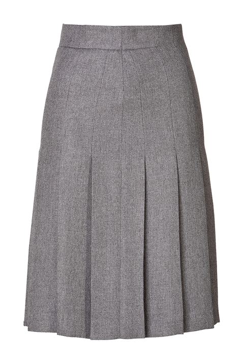 Plus Size Gray Wool Blend Pleated Skirt Custom Fit Fully Lined Handmade Wool Blend Fabric