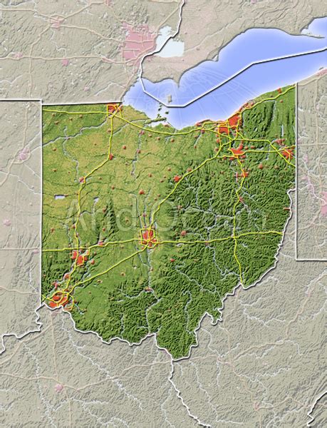 Ohio Elevation Map With Cities Map Of World