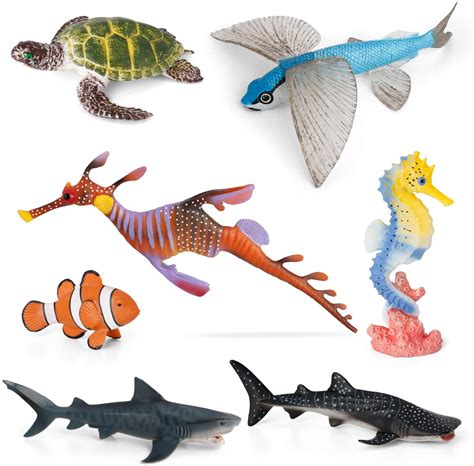 Volnau Sea Creature Toys 7pcs Indian Ocean Animal Figurines Shark Toys