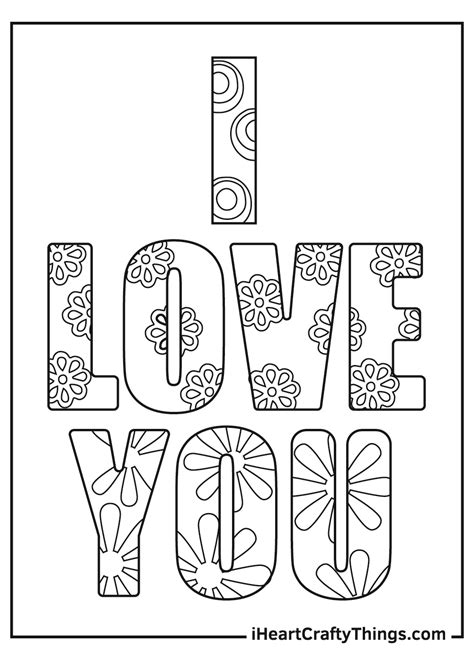 I Love You Colouring Pages