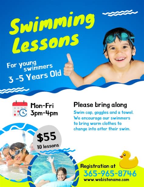 Swimming Lessons Flyer Template Postermywall