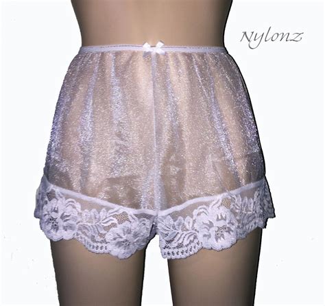 NYLONZ Sheer 100 Nylon FRENCH KNICKERS Panties WHITE Vintage Style