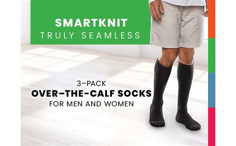 Amazon Com SMARTKNIT Seamless Diabetic Over The Calf Socks Pack Count Large Black