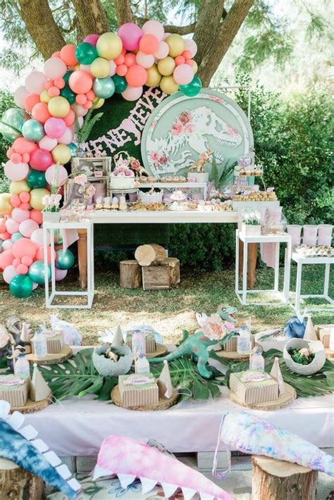 Pink And Gold Jurassic World Dinosaur Party Karas Party Ideas In 2021
