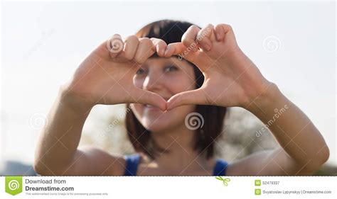 Beautiful Girl Show Love Sign Stock Image Image Of Couple Friends 52479337