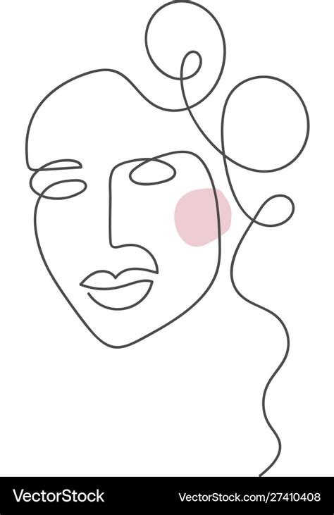 Woman Face One Line Drawing Monoline Royalty Free Vector
