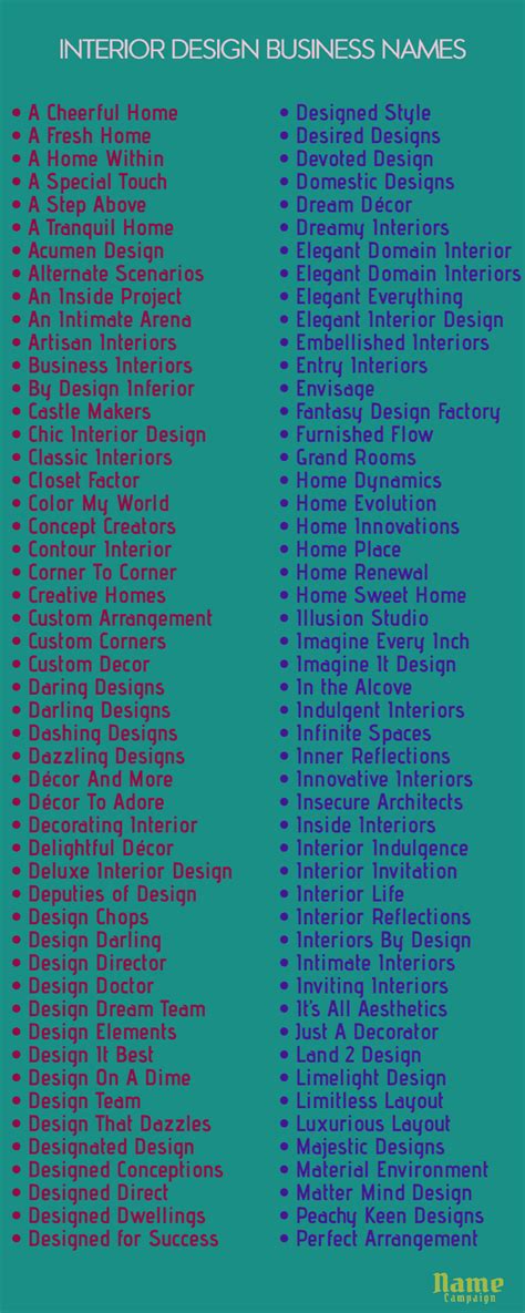 Interior Design Names 600 Interior Design Business Names