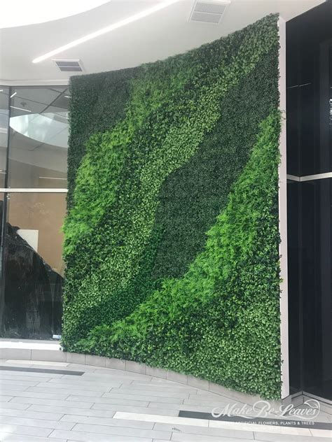 Contemporary Artificial Green Wall And Faux Tree Planting Make Be Leaves