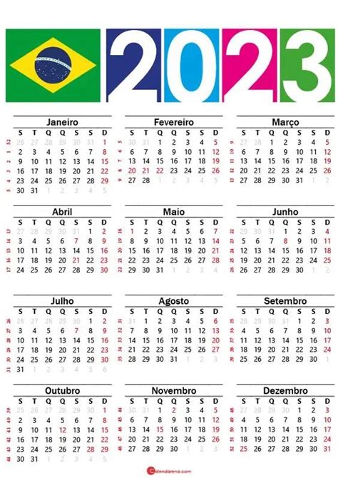 Calendário 2023 Para Imprimir Feriados E Datas Comemorativas Ideias