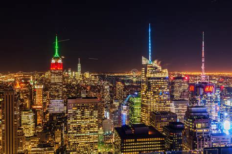 Manhattan New York City At Night Editorial Photo Image Of