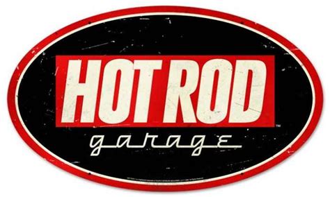 Retro Hot Rod Garage Oval Metal Sign 24 X 14 Inches