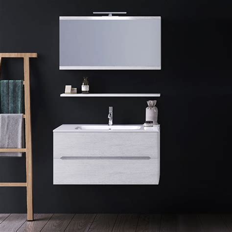Mobile d'arredo bagno con lavabo da appoggio, design moderno a sospensione in laminato 4 finiture con cassetto e anta. Mobile Bagno con Lavabo in Mineralmarmo 60 cm - FEBAX.IT