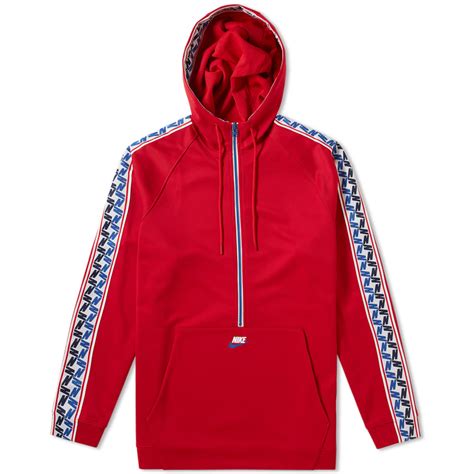 Women full zip hoodies pullover sweatshirts with pockets. Nike Taped Poly Half Zip Hoody Gym Red, Gym Blue & Sail | END.