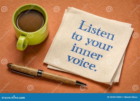 Listen To Your Inner Voice Inspirational Handwriting Stock Photo