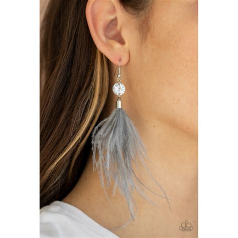 Paparazzi Feathered Flamboyance Silver Feather Earrings