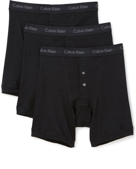 Calvin Klein Cotton Classic 3 Pack Button Fly Boxer Briefs In Black For