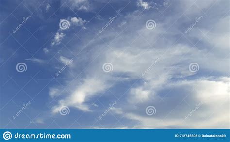 Beautiful White Clouds Blue Sky The Azure Stratosphere And Spindrift