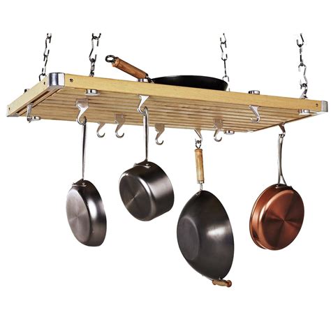 Great savings & free delivery / collection on many items. Have to have it. Wood Rectangular Ceiling Kitchen Pot Rack ...