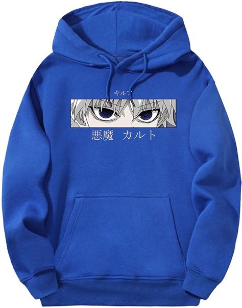 Killua Eyes Plus Velvet Sweatshirts Mens Harajuku Hooded 2021 Anime