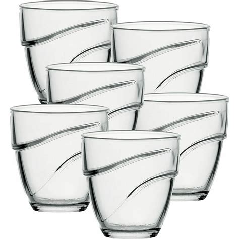 Duralex Duralex Made In France Wave Glass Tumbler Drinking Glasses 7 75 Ounce Set Of 6 Clear