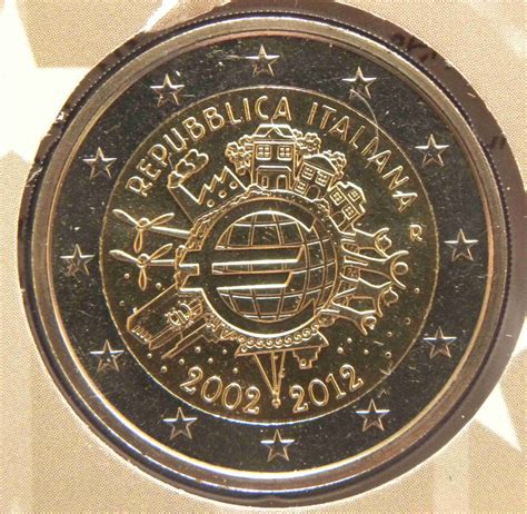 Italy 2 Euro Coin 10 Years Of Euro Cash 2012 Euro Coinstv The