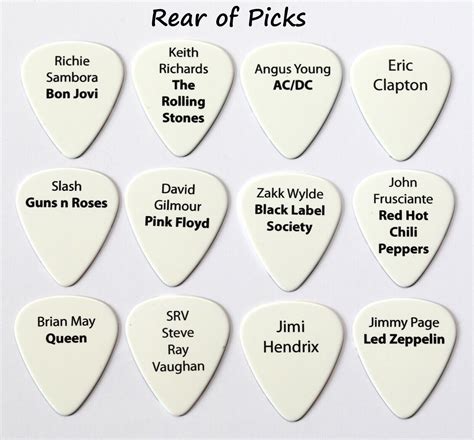 Guitar Heroes Guitar Picks Set Of 12 Famous Guitarist Plectrums Premium Picks Ebay