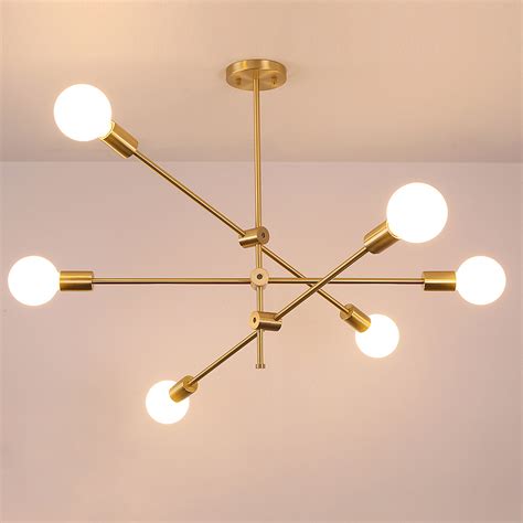 Shop for kitchen island chandelier online at target. Mid Century Modern 6-Light Brass Chandelier for Kitchen ...