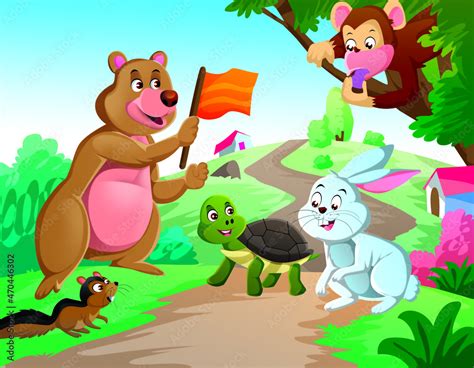 Plakat The Rabbit And The Tortoise Moral Story The Hare And Tortoise