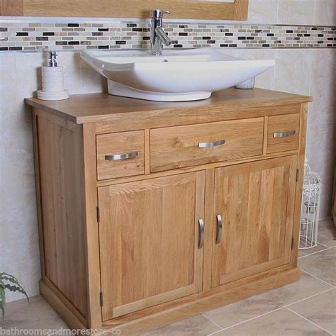 Bathroom Vanity Unit Oak Sink Cabinet Wash Basin Tap Option And Plug
