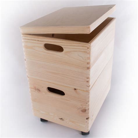 Xlarge Stackable Wooden Storage Boxes Unpainted Decorative Lid Handles