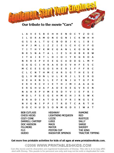 4 Best Images Of Free Printable Word Searches Cars Car