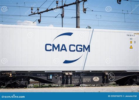 Logo Of Cma Cgm On A Container On A Freight Train Editorial Image