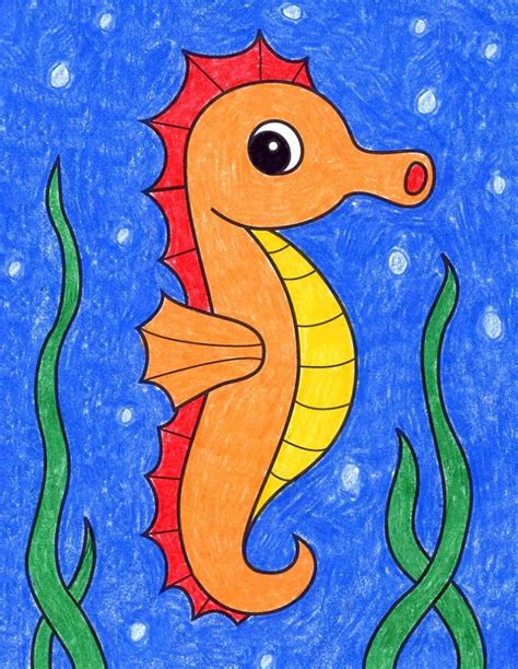 How To Draw An Easy Seahorse Tutorial Seahorse Coloring Page