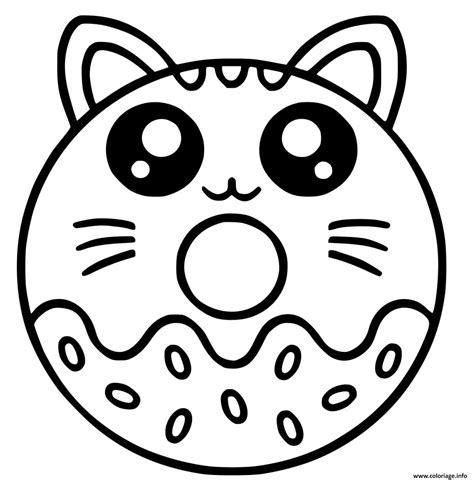 Coloriage Donut Beigne Chat Dessin Kawaii Dessin Dessin Kawaii à Imprimer